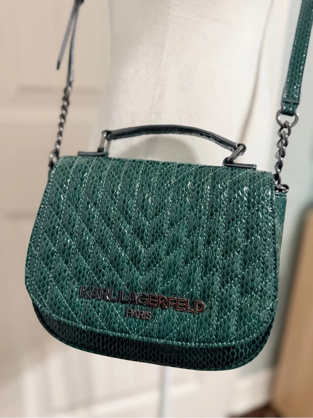 Karl Lagerfeld Emerald Quilted Crossbody Bag